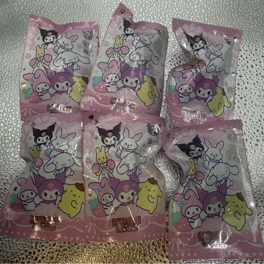 Hello Kitty Blind Bags, Mystery Eraser, Brand New Factory Sealed Sanrio Lot Of 6